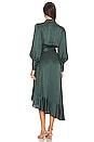 view 3 of 3 Silk Wrap Midi Dress in Dark Green