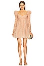 view 1 of 4 Ruched Mini Dress in Nude & Gold Dot