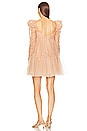view 3 of 4 Ruched Mini Dress in Nude & Gold Dot