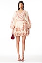 view 1 of 4 Waverly Wrap Mini Dress in Cream & Pink Bird