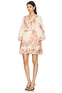 view 3 of 4 Waverly Wrap Mini Dress in Cream & Pink Bird