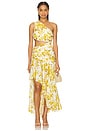 view 1 of 3 Golden Asymmetric Dress in Yellow Toile Floral