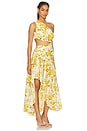 view 2 of 3 Golden Asymmetric Dress in Yellow Toile Floral