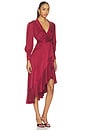 view 2 of 3 Petite Silk Wrap Midi Dress in Burgundy