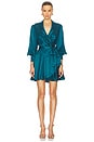 view 1 of 3 Silk Wrap Mini Dress in Teal