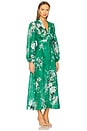 view 2 of 3 Everley Plunge Midi Dress in Green Watercolor Floral in Green Watercolour Floral