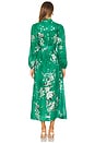view 3 of 3 Everley Plunge Midi Dress in Green Watercolor Floral in Green Watercolour Floral