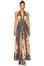 view 1 of 3 Ascension Plunge Halter Maxi Dress in Blue & Cream Indienne Floral