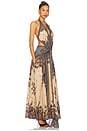 view 2 of 3 Ascension Plunge Halter Maxi Dress in Blue & Cream Indienne Floral