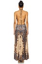 view 3 of 3 Ascension Plunge Halter Maxi Dress in Blue & Cream Indienne Floral