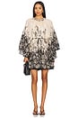 view 1 of 3 Rhiannon Lantern Mini Dress in Cream & Black Floral