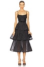 view 1 of 4 VESTIDO MIDI PLISSADO EM CAMADAS in Black & Cream Polka Dot