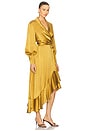 view 2 of 4 Silk Wrap Midi Dress in Olive