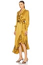 view 3 of 4 Silk Wrap Midi Dress in Olive