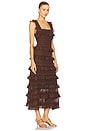 view 2 of 3 Lace Frill Midi Dress in Metallic Chocolate
