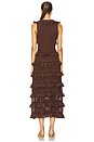 view 3 of 3 Lace Frill Midi Dress in Metallic Chocolate