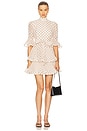 view 1 of 4 Pleated Sleeved Mini Dress in Cream & Black Polka Dot