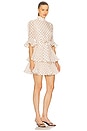 view 3 of 4 Pleated Sleeved Mini Dress in Cream & Black Polka Dot