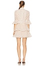 view 4 of 4 Pleated Sleeved Mini Dress in Cream & Black Polka Dot