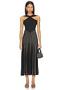 view 1 of 3 Rebellion Striped Halter Dress in Metallic Black & Gold