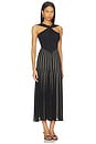 view 2 of 3 Rebellion Striped Halter Dress in Metallic Black & Gold