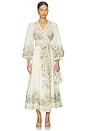 view 1 of 3 Wanderlust Wrap Midi Dress in Khaki Toile