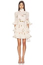 view 1 of 4 ROBE MINI MANCHES PLISSÉES in Cream Bird Print