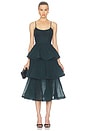 view 1 of 3 Pleated Tiered Midi Dress in Bottle Green