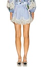 view 4 of 6 Everley Lace Trim Tuck Short in Light Blue Watercolour Floral