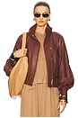 view 1 of 5 Leather Biker Jacket in Rosewood