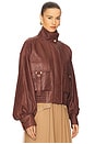 view 3 of 5 Leather Biker Jacket in Rosewood