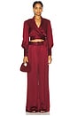 view 5 of 6 Silk Tuck Pant in Burgundy