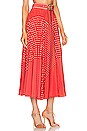 view 2 of 4 Spliced Midi Skirt in Red & Cream Dot