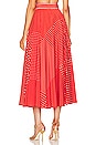 view 3 of 4 Spliced Midi Skirt in Red & Cream Dot