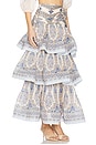 view 2 of 6 Tiered Pleated Skirt in Blue Paisley