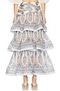 view 4 of 6 Tiered Pleated Skirt in Blue Paisley