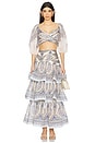view 5 of 6 Tiered Pleated Skirt in Blue Paisley