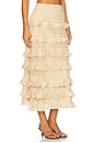 view 2 of 6 SAIA MIDI COM BABADOS DE RENDA in Metallic Gold