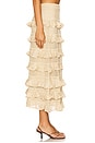 view 3 of 6 SAIA MIDI COM BABADOS DE RENDA in Metallic Gold