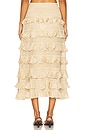view 4 of 6 SAIA MIDI COM BABADOS DE RENDA in Metallic Gold