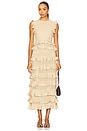 view 5 of 6 SAIA MIDI COM BABADOS DE RENDA in Metallic Gold