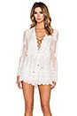 view 1 of 4 Lucia Silk Embroidered Romper in Ivory