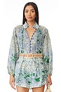 view 1 of 4 Ottie Billow Blouse in Green Paisley