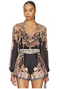 view 1 of 4 Petite Illustration Billow Blouse in Black Paisley