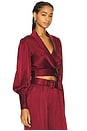 view 2 of 4 Petite Silk Wrap Top in Burgundy