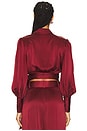 view 4 of 4 Petite Silk Wrap Top in Burgundy