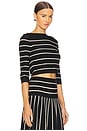 view 2 of 4 Crush Stripe Cropped Top in Black & Cream