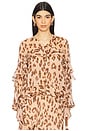 view 1 of 4 Illuminate V Neck Flutter Top in Peach Leopard