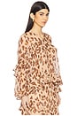 view 2 of 4 Illuminate V Neck Flutter Top in Peach Leopard