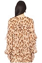 view 3 of 4 Illuminate V Neck Flutter Top in Peach Leopard
